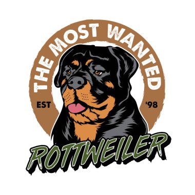 Rottweiler köpek yüz vektör illüstrasyon logosu tasarımı, hayvan dükkanı, üretici logosu ve t-shirt tasarımı için mükemmel.