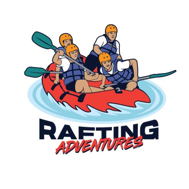 River Rafting Ekstrem Macera vektör çizimi, t-shirt tasarımı için mükemmel