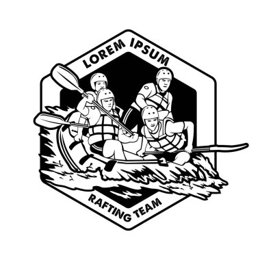 River Rafting Ekstrem Macera vektör çizimi, t-shirt tasarımı için mükemmel