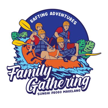 River Rafting Ekstrem Macera vektör çizimi, t-shirt tasarımı için mükemmel