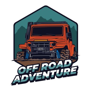 Off Road Vehicle vektör çizimi, Off Road etkinliği için mükemmel, Club logosu ve T-shirt tasarımı