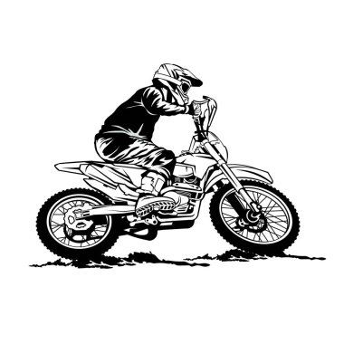 Motokros Enduro vektör çizimi, t-shirt tasarımı için mükemmel 