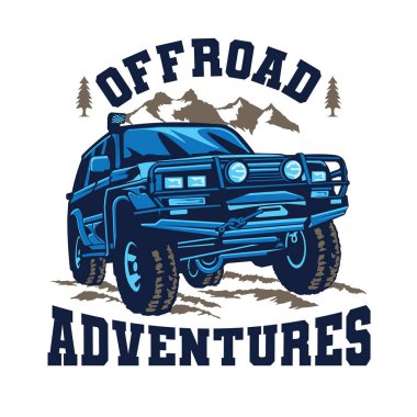 Off road venture aracının vektör çizim logosu, t-shirt tasarımı ve Macera Kulübü logosu için mükemmel
