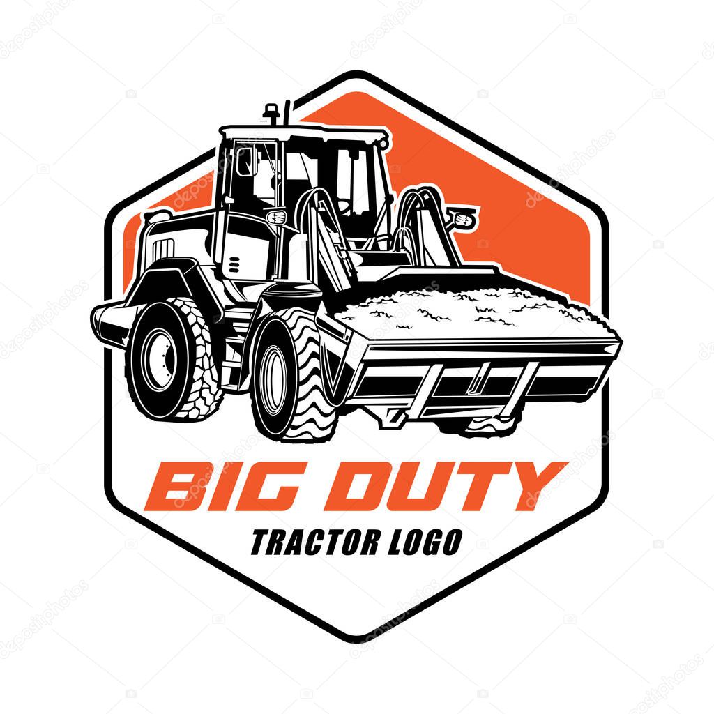 Sand tractor illustration, perfect for building equipment service company logo