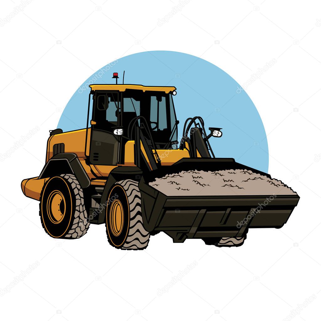 Sand tractor illustration, perfect for building equipment service company logo