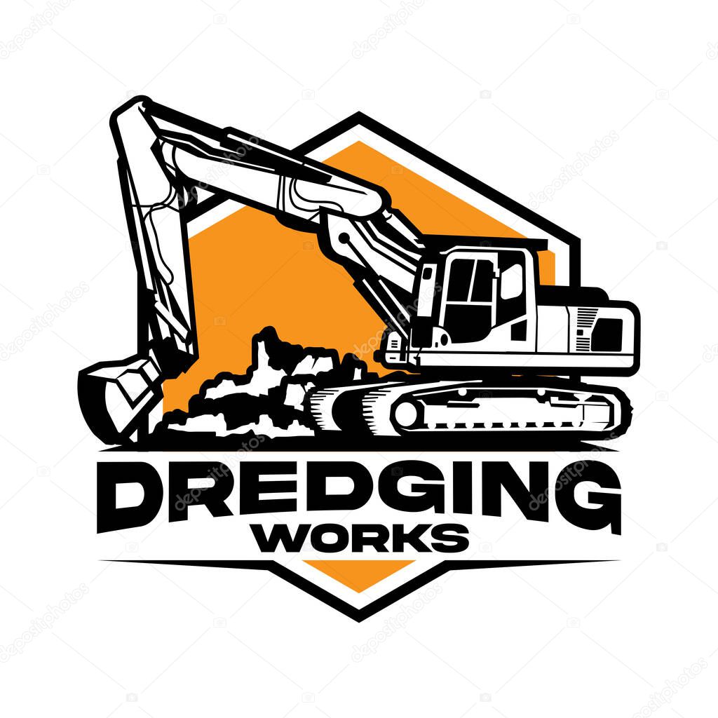 Excavator logo vector illustration, perfect for construction and rental equipment logo design