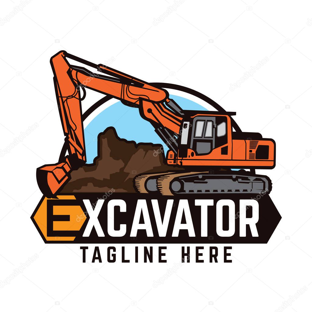 Excavator logo vector illustration, perfect for construction and rental equipment logo design