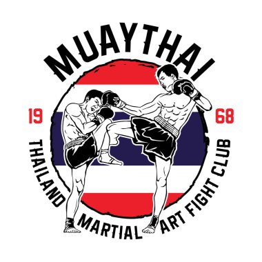 Tayland boks sporu illüstrasyonu, gömlek tasarımı için mükemmel. 