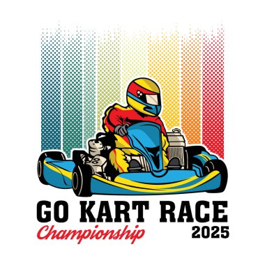 Go kart yarışı vektör çizimi, t-shirt tasarımı için mükemmel