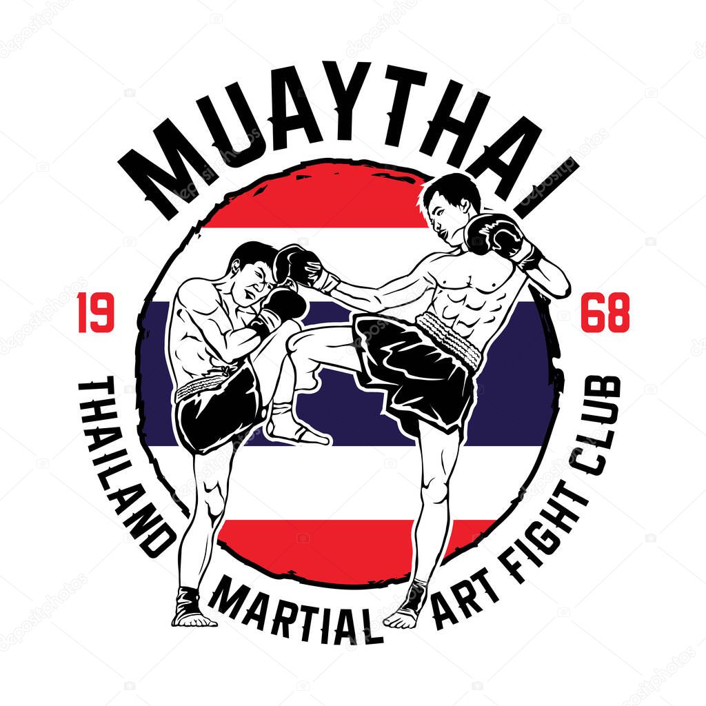 Thai boxing sport illustration, perfect for t shirt design