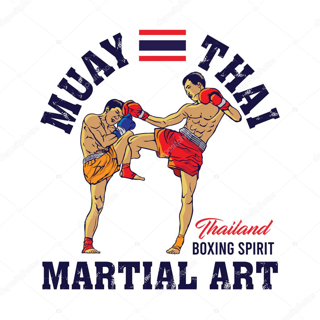 Thai boxing sport illustration, perfect for t shirt design