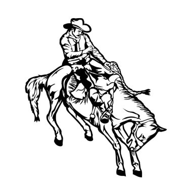 Rodeo Guy vektör çizimi, t-shirt tasarımı ve olay logosu için mükemmel 