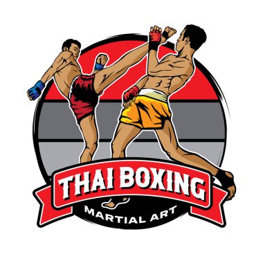 Tayland boks sporu illüstrasyonu, gömlek tasarımı için mükemmel. 