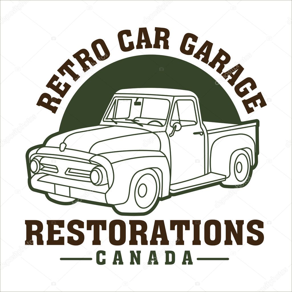 Retro pickup truck vehicle vector illustration, perfect for t shirt design