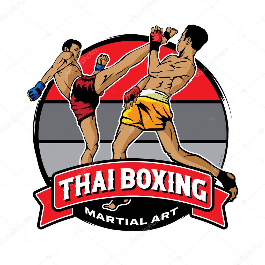 Thai boxing sport illustration, perfect for t shirt design