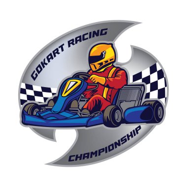 Go kart yarışçısı vektör çizimi, t-shirt tasarımı için mükemmel