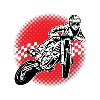 Motokros motosiklet yarışı illüstrasyonu, tişört tasarımı için mükemmel.