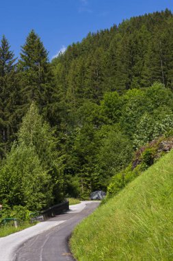 Dönek yolu olan güzel bir dağ manzarası..