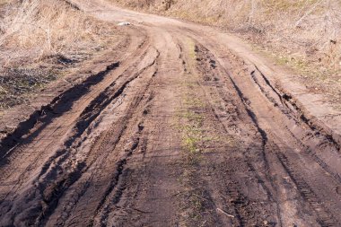 Kıştan sonra kırsalda toprak yol.