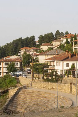 Makedonya 'nın Ohri kentindeki antik taş amfitiyatro. Ortaçağ mimarisi