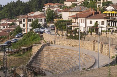 Makedonya 'nın Ohri kentindeki antik taş amfitiyatro. Ortaçağ mimarisi