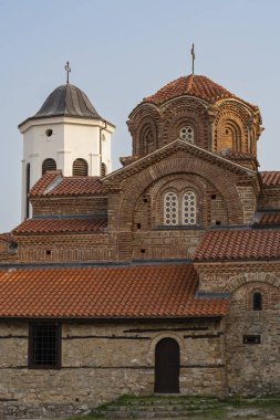 Makedonya 'nın Ohri kentindeki Kırmızı Döşeme Çatı ve Yerli Haçlı Antik Ortodoks Kilisesi
