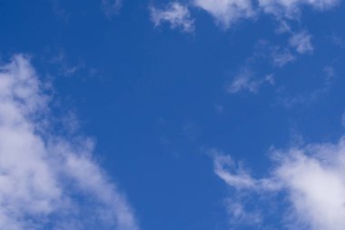 Serene Blue Sky with Scattered White Bulds Tranquil Weather Scene