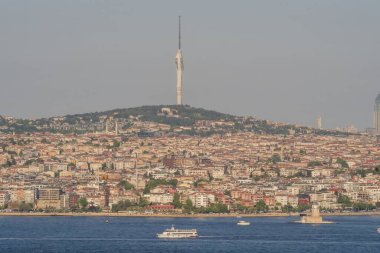 İstanbul 'un yumuşak akşam ışığında Boğaz Boğazı' nın manzarası. İstanbul 20 Mayıs 2025