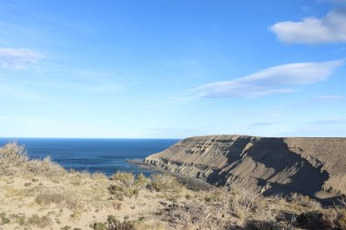 Patagonian coast. View of the coast of Comodoro Rivadavia in Argentine Patagonia clipart