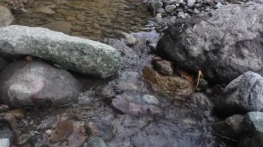 Kayaların üzerinden akan temiz suya yaklaş, küçük bir nehir aksın.