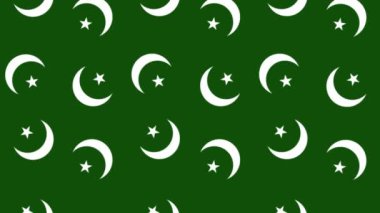 Hareket halindeki ay ve yıldız arkaplanını durdur. 14 Ağustos beyaz ay ve Pakistan 'ın bağımsızlık günü için yeşil arka plan. dizayn