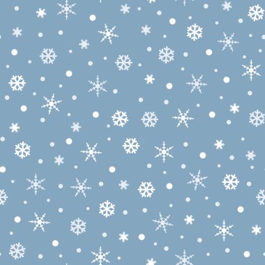 Kar taneleri ve puantiyeli kusursuz noel arkaplanı, vektör illüstrasyon arka planı