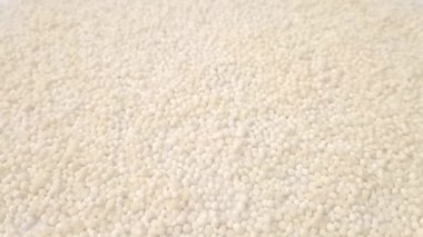 Sago incileri ya da tapyoka incileri tam kare arkaplan, yan görünüm döngü, döngü, kapanış, şifalı otlar ve baharatlar