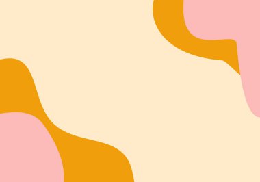 Basit soyut sanat minimalisti, dalgalı çizgiler ve sevimli renkli kabarcık şekilli arka plan. Basit modayı düz vektör illüstrasyonu