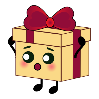 Şeffaf arkaplanda izole edilmiş şirin hediye kutusu karakteri. Şok olmuş emoji çizgi filmi PNG vektör illüstrasyonu, komik yüz ve tuhaf gözler..