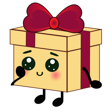 Şeffaf arkaplanda izole edilmiş şirin hediye kutusu karakteri. Utangaç mevcut emoji çizgi filmi PNG vektör illüstrasyonu, komik yüz ve komik gözler.