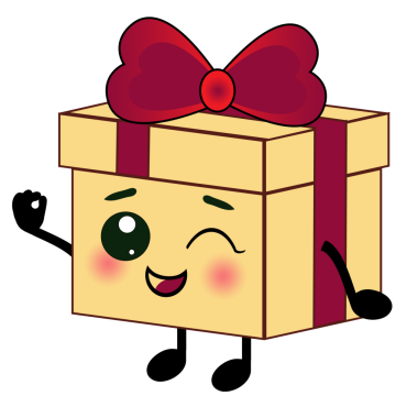 Şeffaf arkaplanda izole edilmiş şirin hediye kutusu karakteri. Göz kırpan yüz mevcut emoji çizgi filmi PNG vektör illüstrasyonu, komik yüz ve tuhaf gözler.