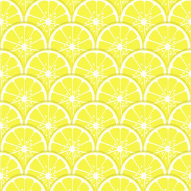 Parlak limon dilimleri deseni. Doğal narenciye, yaz titreşimleri, vektör illüstrasyonu, C vitamini kaynağı