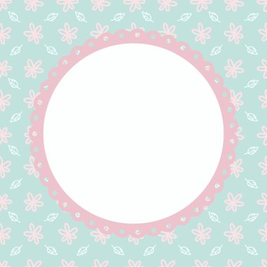 Şirin kawaii el çizimi çiçek yapraklı defter çerçeveli arka plan