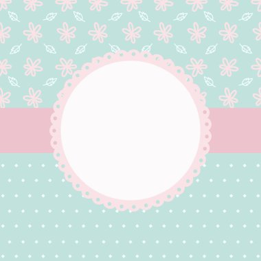 Şirin kawaii el çizimi çiçek çiçeği yapraklı poster çerçeveli arka plan