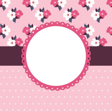 Şirin kawaii çerçeve sınır pastel pembe çiçek desenli poster arka planı
