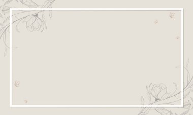 Yaprak ve dallardan oluşan botanik desenli dekoratif çerçeve, vektör çizimi.