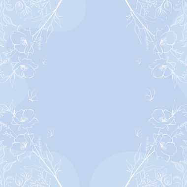 Çiçekli dalların güzel çerçevesi. Vektör illüstrasyonu.