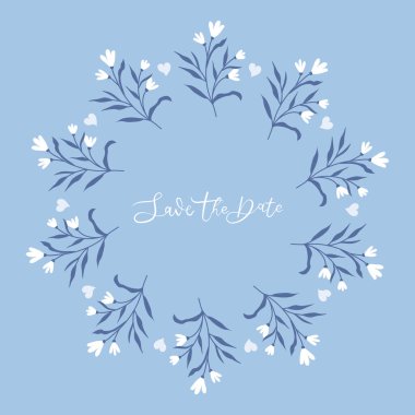 Şirin kawaii tatlım. Düğün davetiyelerini çiçekli çerçeveye sakla.