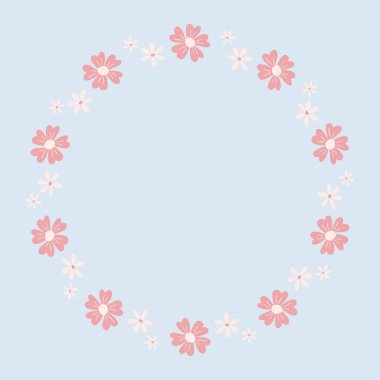 Metnin için yeri olan sevimli bir çiçek çerçevesi. Tebrik kartları, düğün davetiyeleri, tanıtım broşürleri...