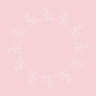 Davet ve düğün için estetik yapraklar çerçeve süs vektör tasarımı