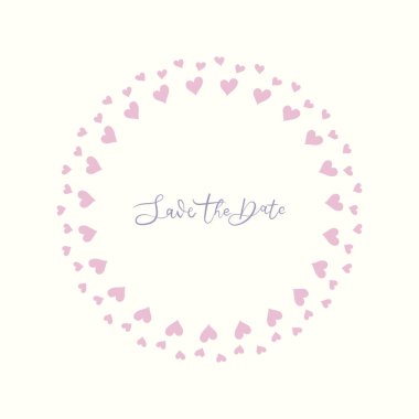 Şirin kawaii kalpleri davetiye kartı için çerçeve kenarlığı