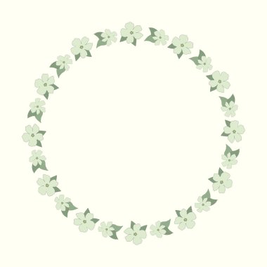 Beautiful round frame with wildflowers. Flat style. Vector illustration.