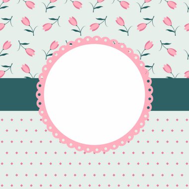 Pastel renklerde kır çiçeklerinin olduğu yuvarlak bir çiçek çerçevesi. Şirin çiçek desenli Vektör illüstrasyonu