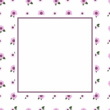 Şirin kawaii çiçekli çerçeve sınır şablonu poster arka planı